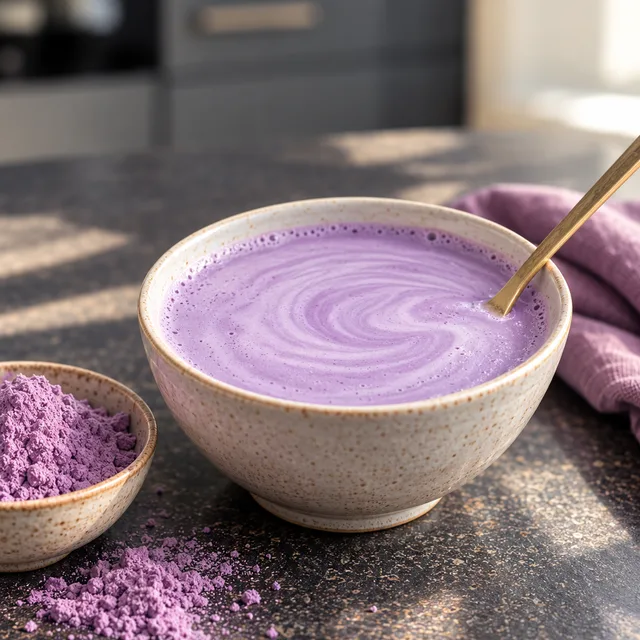 100% Ube Poeder opgelost in melk